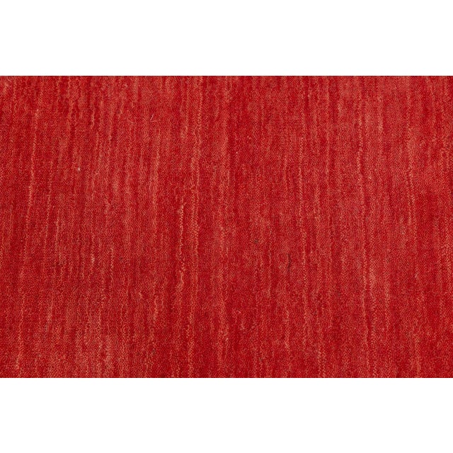 2020s Apadana's Modern Gabbeh Hand-Loom Wool Area Rug in Crimson Red For Sale - Image 5 of 10
