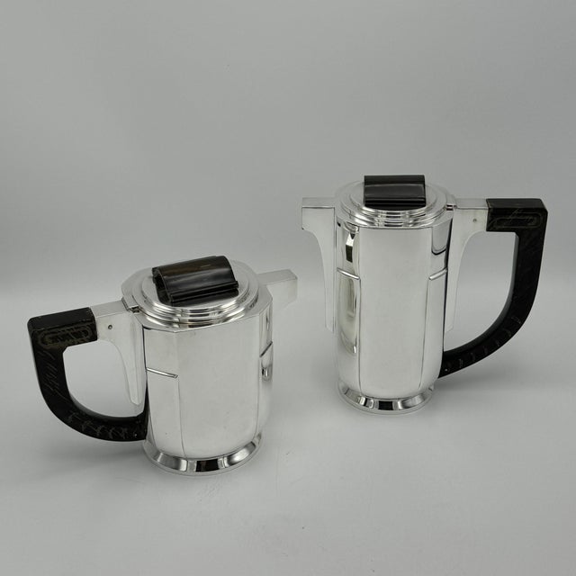 Art Deco Period Sterling Silver Five Piece Tea Coffee Service Belgium circa 1930 For Sale - Image 9 of 9
