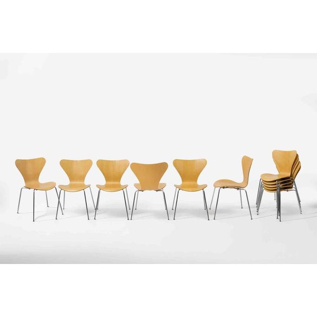 Arne Jacobsen Model 3107 Chairs by Arne Jacobsen for Fritz Hansen, 1990s, Set of 11 For Sale - Image 4 of 9