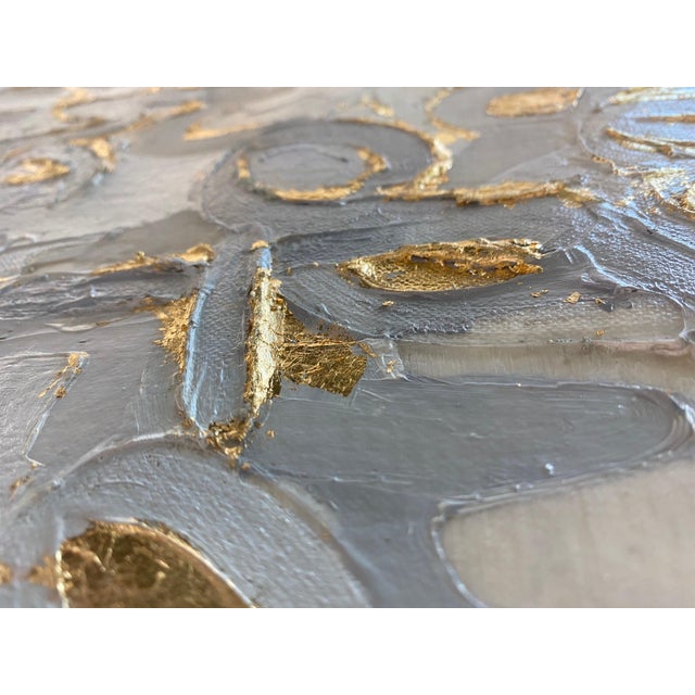 Textile Christina Major Oil on Canvas of Jackie O with Gold Leaf 49 x 51 2021 For Sale - Image 7 of 12