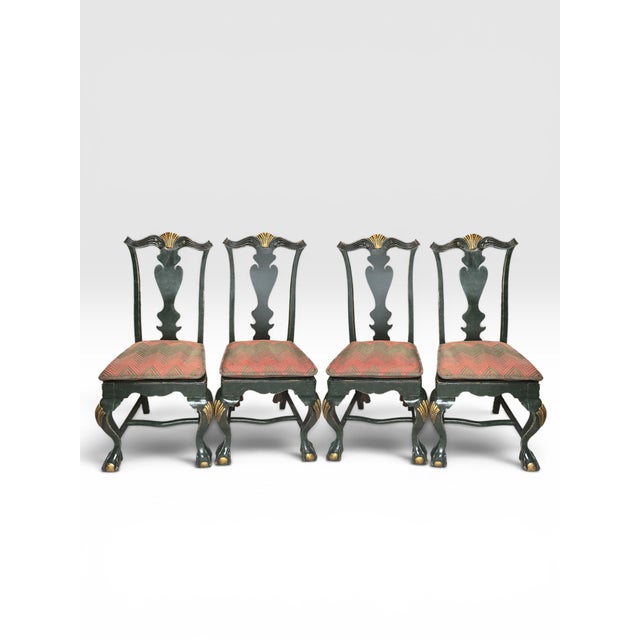 Four 19th Century Queen Anne Style Dark Green Painted Side Chairs. For Sale - Image 11 of 12