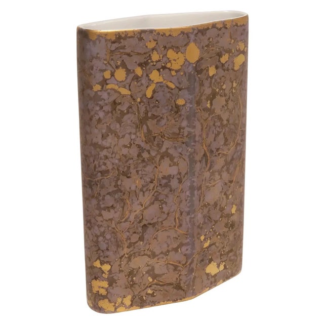 Contemporary 1980s Helmut Dresler's "Goldfeuer": Rosenthal Porcelain Art Vase For Sale - Image 3 of 18