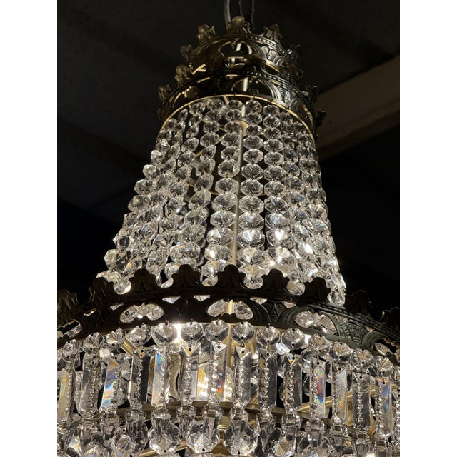 Louis XV Eight-Light Cage Chandelier with Crystal and Gilt Bronze Pendants, 1890s For Sale - Image 3 of 6