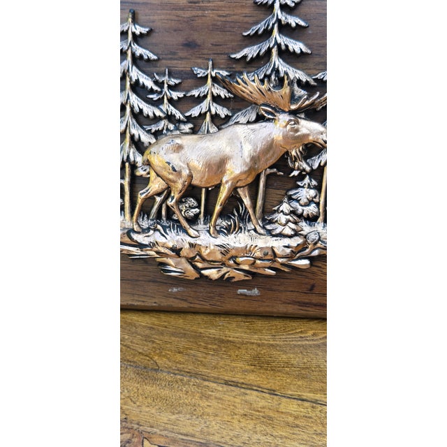 Vintage Rustic Moose Wall Thermometer on Wood Plaque – Cabin Lodge Decor For Sale - Image 9 of 12