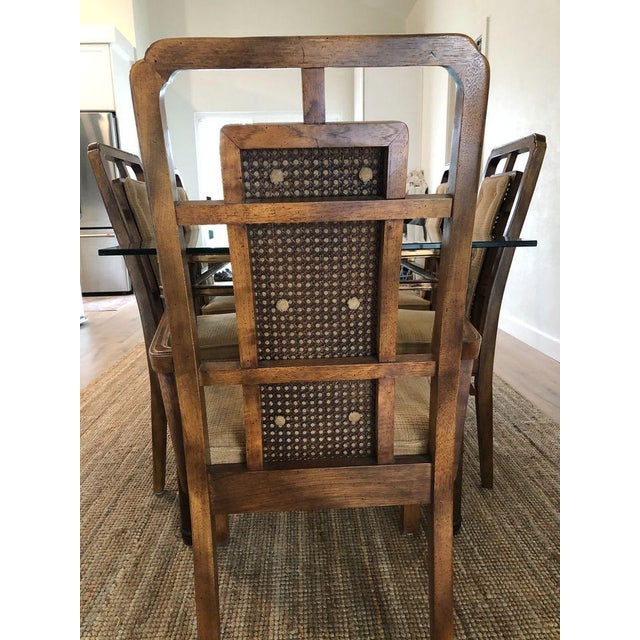 Ornamental & Decorative Materials 1970's Faux Bamboo Dining Set for 6 Glass Top For Sale - Image 7 of 7