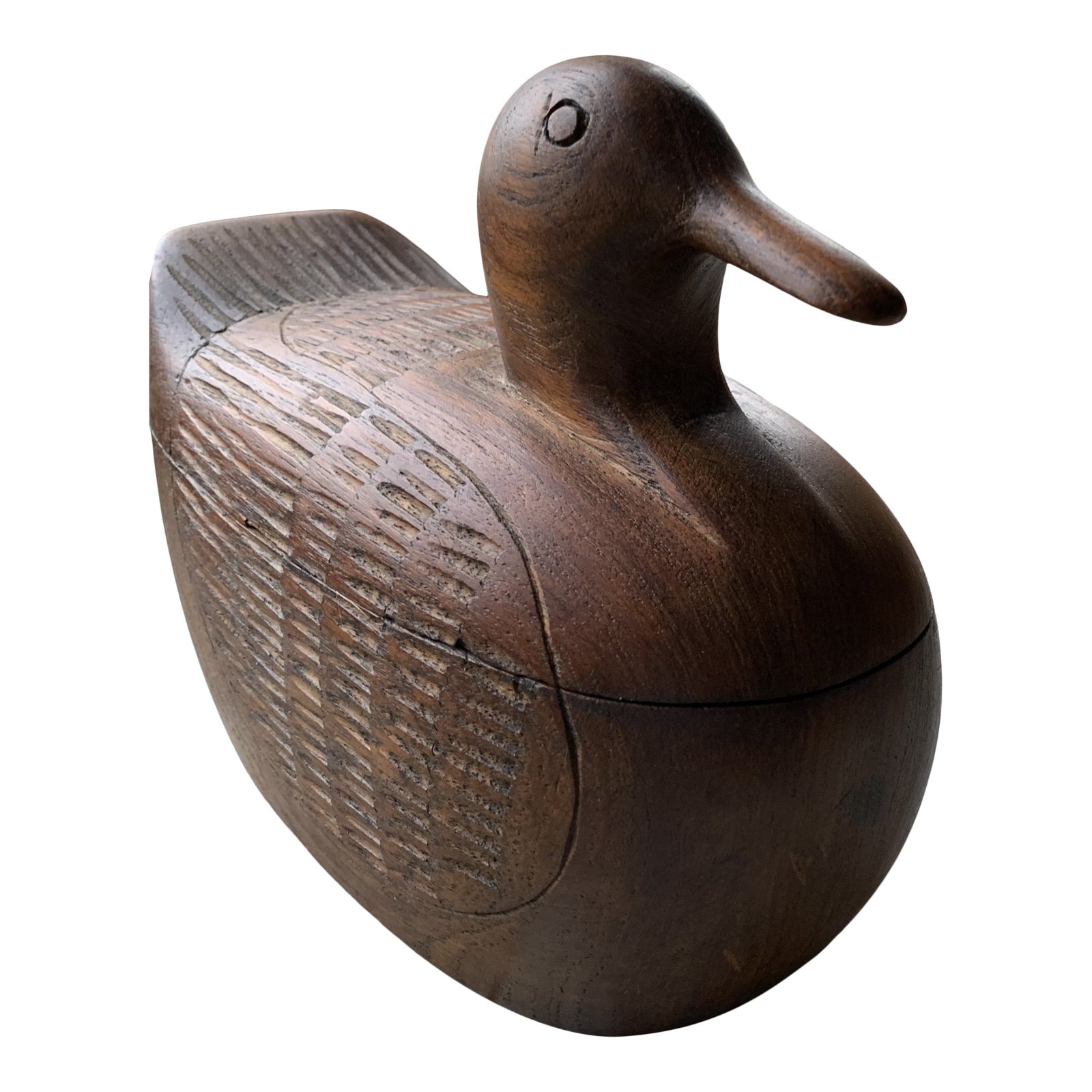 Vintage Hand Carved Wooden Duck Box with Secret Compartment Chairish