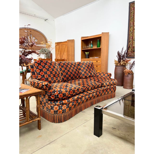 Vintage Velvet Sofa with Scale Pattern, 1970s For Sale - Image 10 of 17