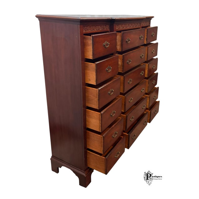 Brown Vintage Lexington Palmer Home Collection Chippendale Style Mahogany Gentlemen’s Chest of Drawers For Sale - Image 8 of 12