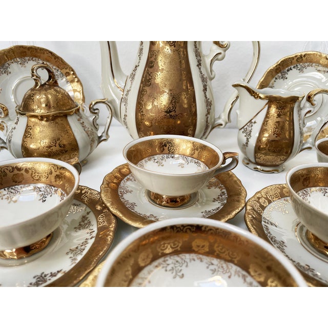 Gold Tea Set for 5 from RKW, 1960s, Set of 13 For Sale - Image 8 of 16