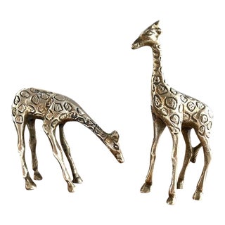 1970s Vintage Brass Giraffes - A Pair For Sale