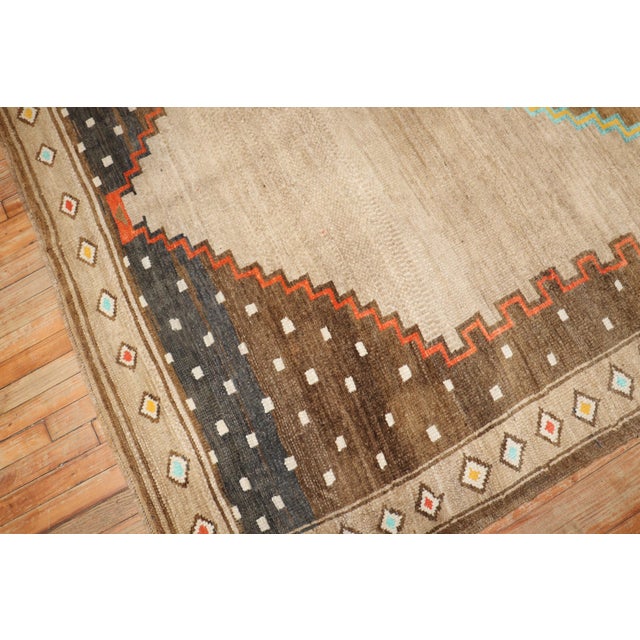 Brown Zabihi Collection Geometric Vintage Turkish Room Size Rug - 6'10" x 9'4" For Sale - Image 8 of 9