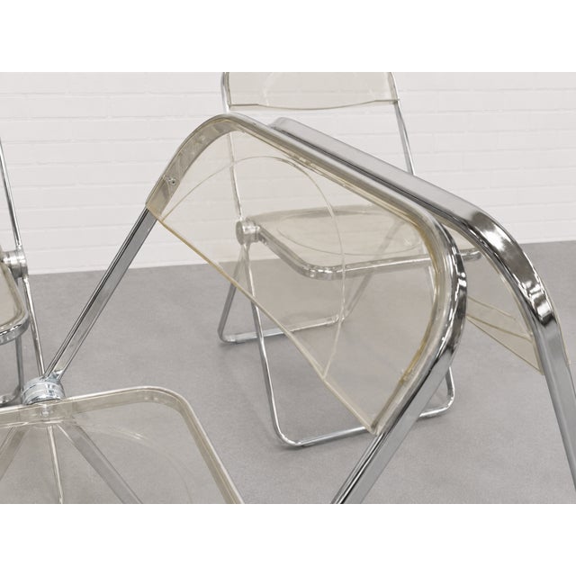 Silver Mid Century Modern Italian Lucite "Plia" Folding Chairs by Giancarlo Piretti for Castelli, C. 1970s For Sale - Image 8 of 14