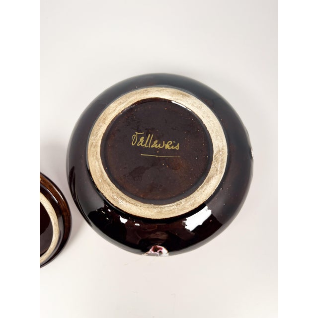Mid 20th Century Vallauris Ceramic Pottery Dish With Lid With Fat Lava Glaze Technique For Sale - Image 10 of 12