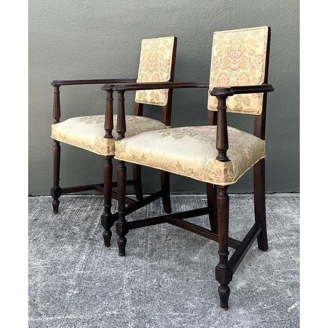19th Century Vintage 19th Century Carved Arm Chairs - A Pair For Sale - Image 5 of 12