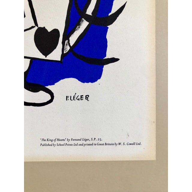 Mid 20th Century (after) Fernand Léger, Fernand Leger School Prints Colorful Modernist King of Hearts Drawing Lithograph, c.1949 For Sale - Image 5 of 6