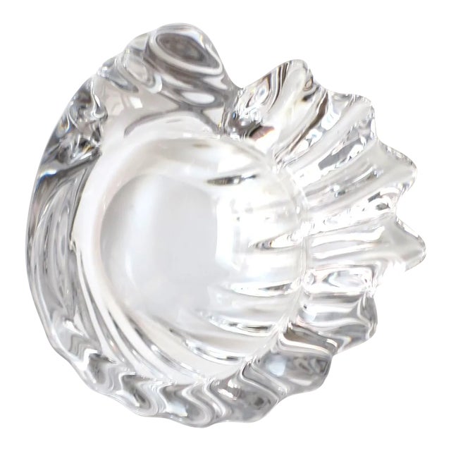 French Crystal Seashell Bowl or Jewelry Catchall For Sale