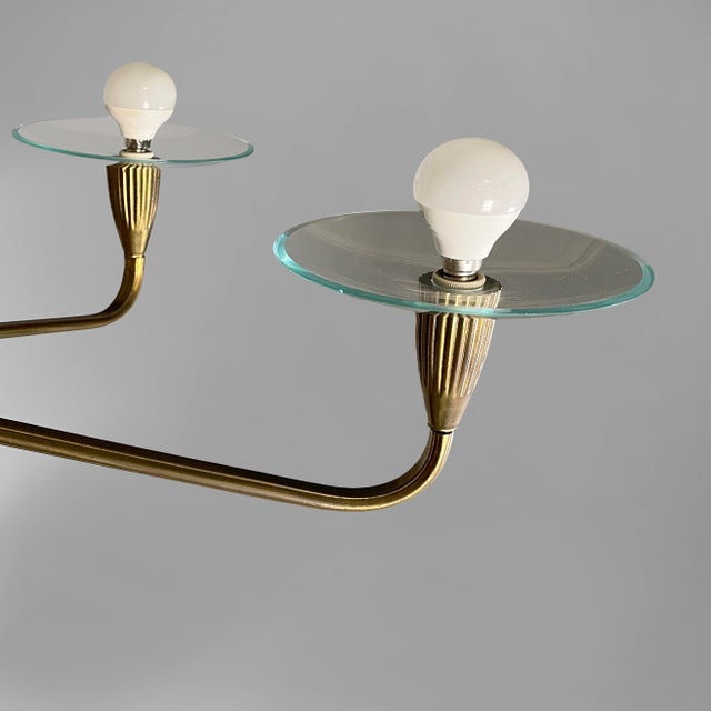 Mid-Century Modern Italian Chandelier in Glass and Green Metal, 1950s For Sale - Image 4 of 16