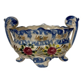 Vintage Hand Painted Footed Cachepot Made in Japan For Sale