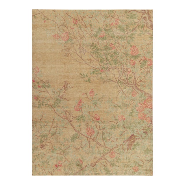 Rug & Kilim’s Oversized Arbor Rug in Gold and Coral, 14x20 For Sale