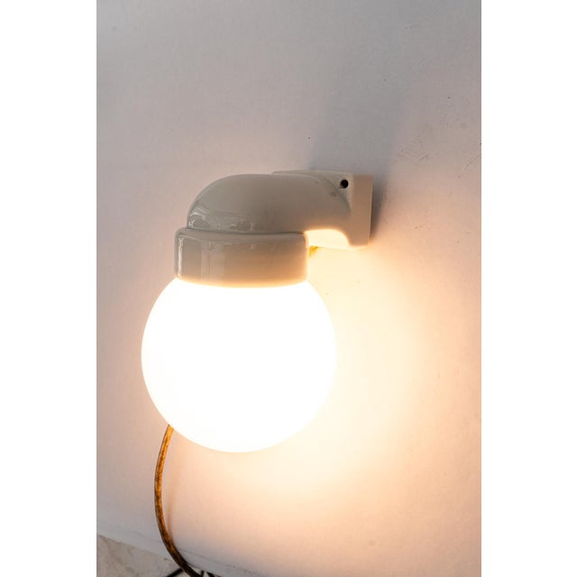 Porcelain Wall Lamp with Opal Glass Shade, Vienna, 1920s For Sale - Image 6 of 13