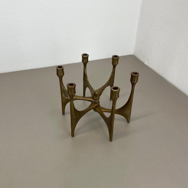 1960s Large Mid-Century Modern Brutalist Bronze Candleholder from Michael Harjes, Germany, 1960 For Sale - Image 5 of 15