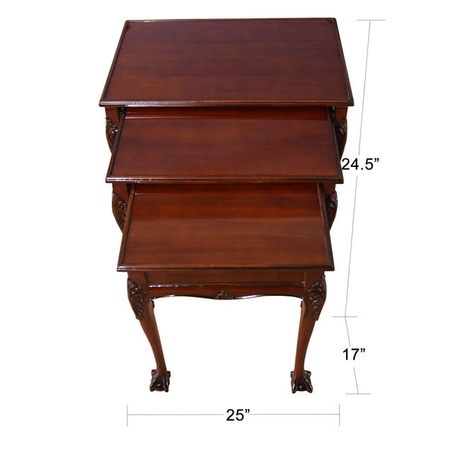 The Chippendale Nesting Table from Niagara Furniture features three tables, all with attractive mahogany tops surrounded...