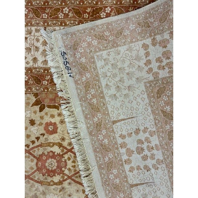 Tan Hand-Knotted Persian Tabriz Style Wool Area Rug, Floral Garden Design For Sale - Image 8 of 8