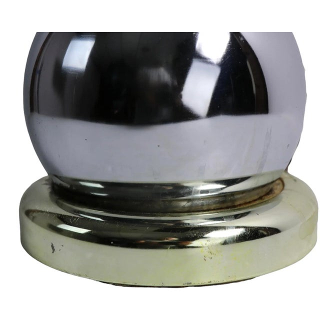 Pr Brass and Chrome Stacked Ball Table Lamps Made in Usa Att. To Kovacs Ca. 1970's For Sale - Image 9 of 13