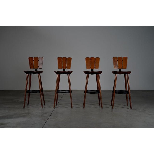 Belgian Brutalist Bar Stools, 1970s, Set of 4 For Sale - Image 10 of 10