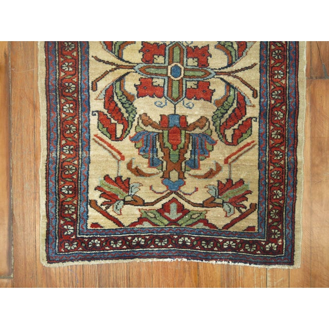 Traditonal Early 20th Century Ivory Ground Antique Persian Throw Rug For Sale - Image 4 of 5