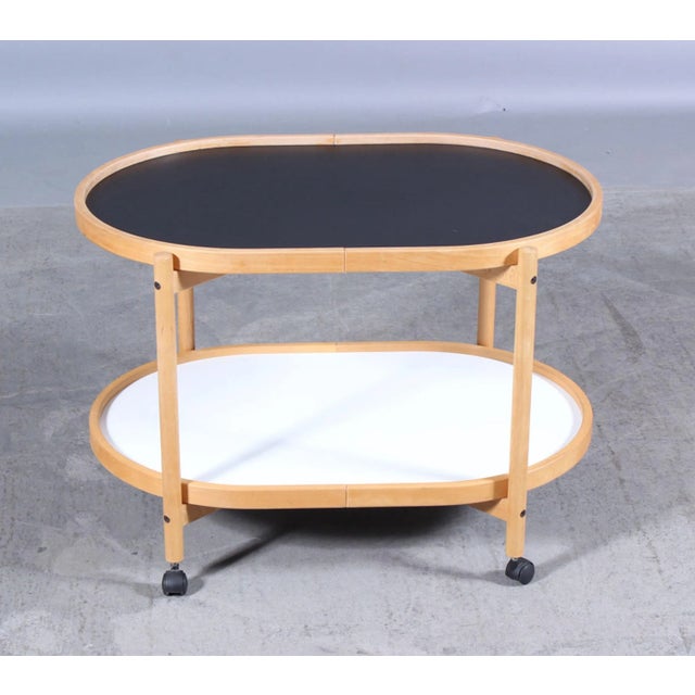 Danish Modernist Oval Beech Tray Trolley by Hans Bølling for Torben Ørskov, 1970s For Sale - Image 4 of 4
