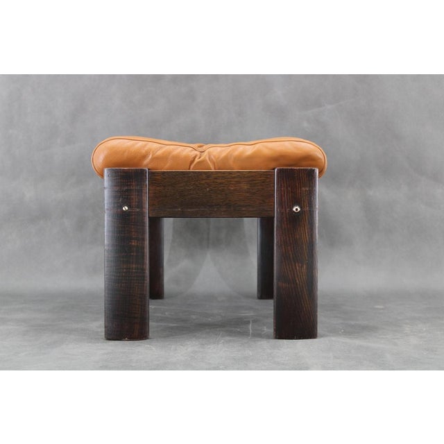 Brown Leather Oak Stool, Denmark, 1960s For Sale - Image 3 of 12