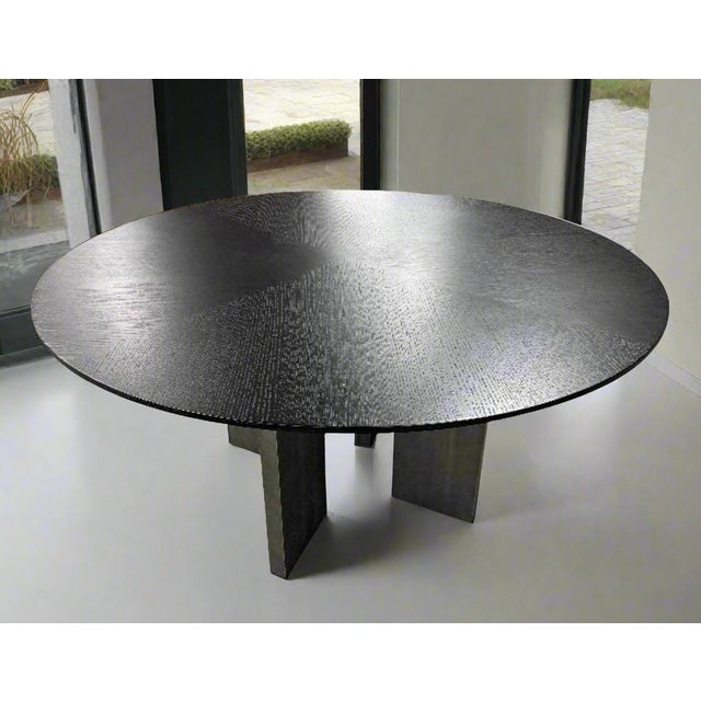 2020s Adonis Round Wood and Metal Dining Table For Sale - Image 5 of 5