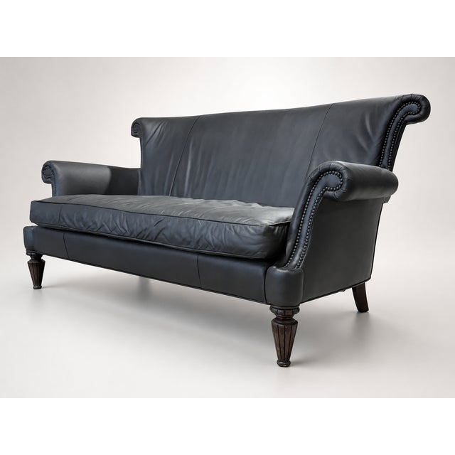 Loom Sculptural Leather Sofa – Custom Refinished Dark Brown Statement Piece For Sale In Miami - Image 6 of 8