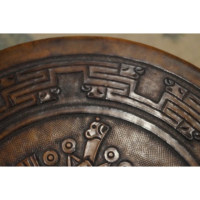 Animal Skin 1960s Angel Pazmino Style Tooled Leather Side Table For Sale - Image 7 of 10