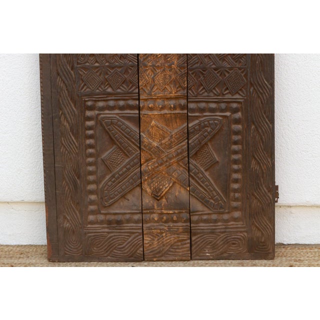 Antique Knot & Lattice Carved Igbo Door For Sale - Image 4 of 7