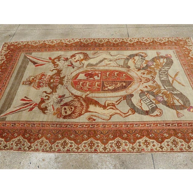Galerie Shabab Collection Early 20th Century 'Royal Coat of Arms of the United Kingdom' Accent Rug For Sale In New York - Image 6 of 10