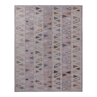 Rug & Kilim’s Scandinavian Geometric Purple & Blue Outdoor Rug - 8'x8' For Sale