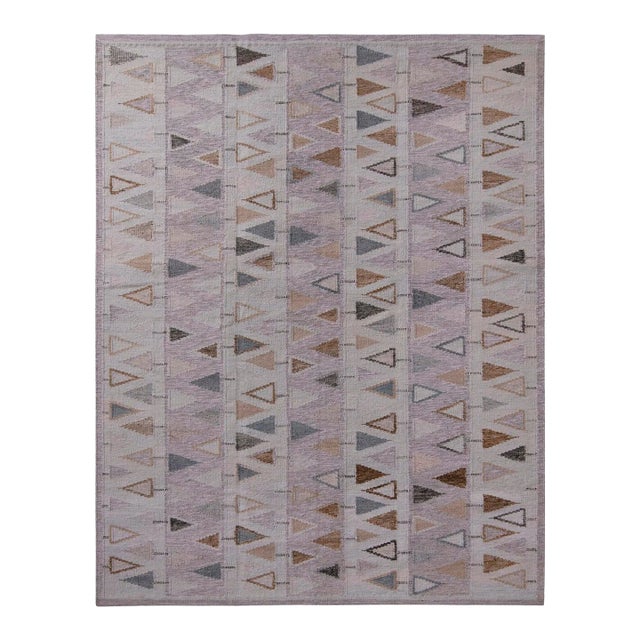 Rug & Kilim’s Scandinavian Geometric Purple & Blue Outdoor Rug - 8'x8' For Sale