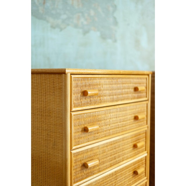Bamboo and Wood Tallboys, Set of 2 For Sale - Image 3 of 10