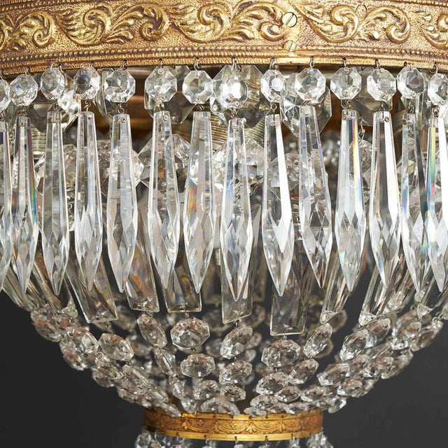 Glass Bronze and Crystal Ceiling Lamp, 1960s For Sale - Image 7 of 8