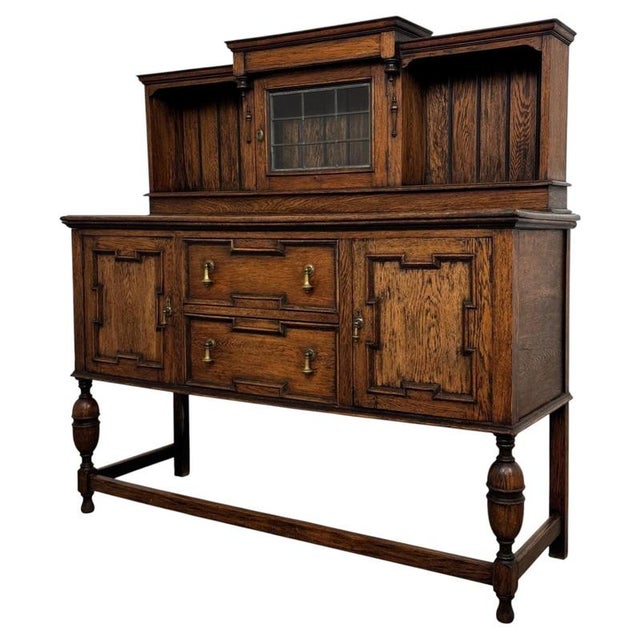 Antique Early 20th Century English Jacobean Oak Sideboard For Sale - Image 4 of 13