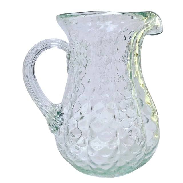 Mid 20th Century Hand Blown Green Glass Bubble Pitcher/Jug For Sale - Image 5 of 12
