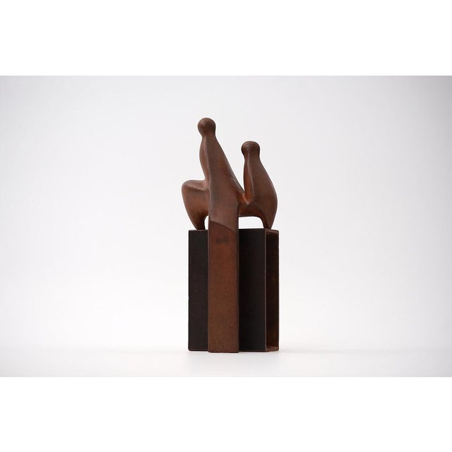 Brown Abstract Cast Iron Two-Piece Zezootier & Reiter Sculpture by Gertraude Zebe, 2003 For Sale - Image 8 of 16