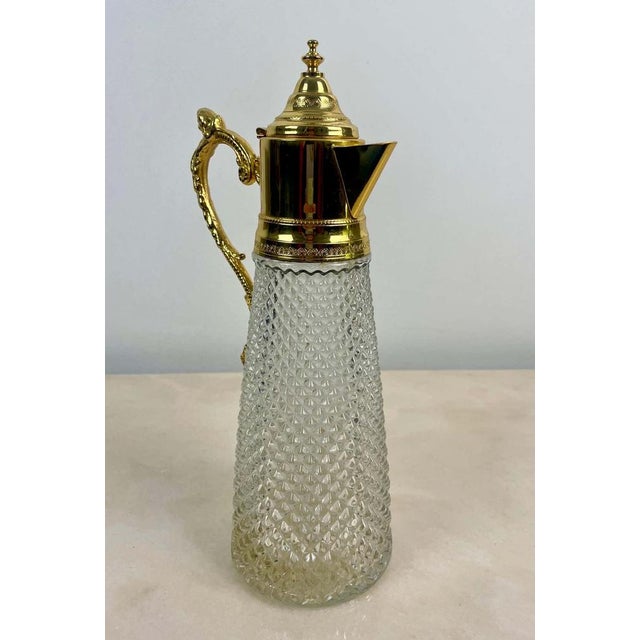 Art Deco Diamond Tip Crystal and Gilt Metal Jug, 1930s For Sale - Image 12 of 14