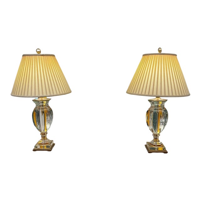 1970s Mid Century Modern Crystal Base Lamps - Set of 2 For Sale