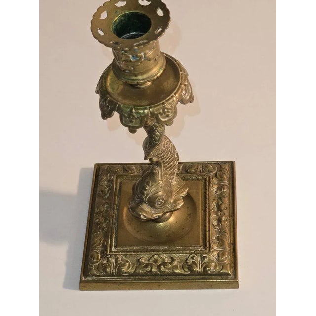 Antique Bronze Candle Holders - Candlesticks Pair For Sale - Image 4 of 8