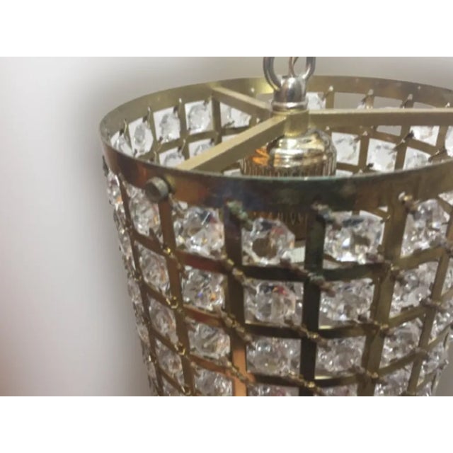 Metal Italian Cylinder Pendant Lamp with Rock Crystal For Sale - Image 7 of 9