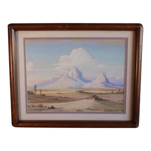 Mid 20th Century "Desert Buttes" Gouache Painting on Board by Ralph Arthur Lytle, Framed