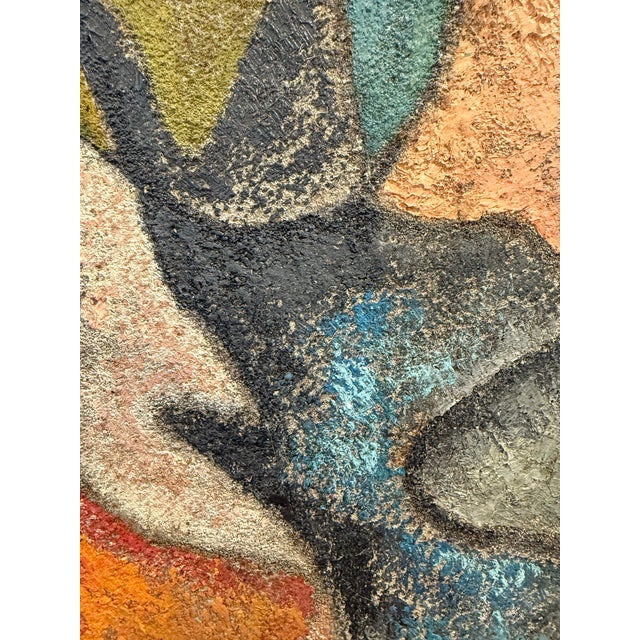 Orange Vintage Mid Century Original Abstract Painting on Board For Sale - Image 8 of 12